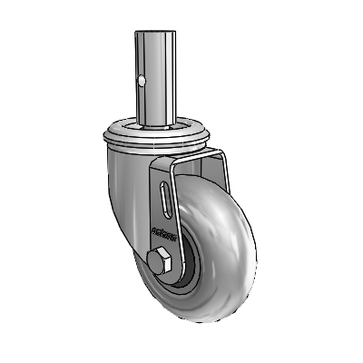 2 Series Casters Square Stem Swivel Zinc with 3.5 x 1.3125 Grey on Black Performa Rubber (Round/Conductive) Wheel