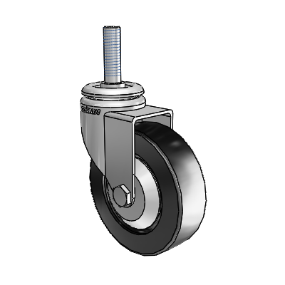 7/8" Wide Casters: Series 1 | Colson Threaded Stem up to 75 lbs Zinc Swivel Caster with 3 x 0.8750 Black Polyolefin Wheel