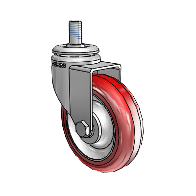 7/8" Wide Casters: Series 1 | Colson Threaded Stem up to 75 lbs Zinc Swivel Caster with 3 x 0.8750 Maroon on Grey Polyurethane HI-TECH Wheel