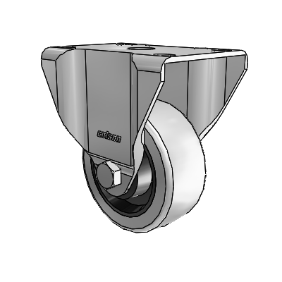 2 Series Casters Top Plate Rigid Zinc with 3 x 1.25 Grey on Grey Rubber HI-TECH Wheel