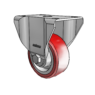2 Series Casters Top Plate Rigid Zinc with 3 x 1.25 Maroon on Grey Polyurethane HI-TECH Wheel