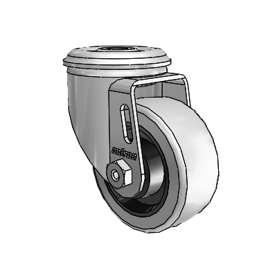 2 Series Modular Stem Zinc Swivel Caster with 3 x 1.25 Grey on Grey Rubber HI-TECH Wheel