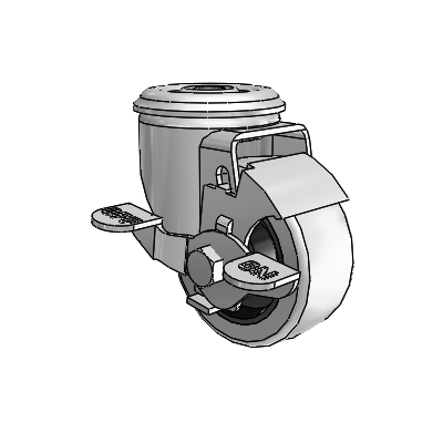 2 Series Modular Stem Zinc Swivel Caster with 3 x 1.25 Grey on Grey Rubber HI-TECH Wheel and Top Lock Brake