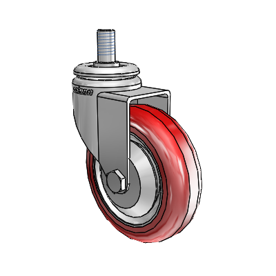 7/8" Wide Casters: Series 1 | Colson Threaded Stem up to 75 lbs Zinc Swivel Caster with 3 x 0.8750 Maroon on Grey Polyurethane HI-TECH Wheel