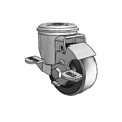 2 Series Modular Stem Zinc Swivel Caster with 3 x 1.25 Black Polyolefin Wheel and Top Lock Brake