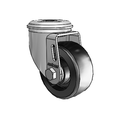 2 Series Modular Stem Zinc Swivel Caster with 3 x 1.25 Black Polyolefin Wheel