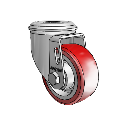 2 Series Modular Stem Zinc Swivel Caster with 3 x 1.25 Maroon on Grey Polyurethane HI-TECH Wheel
