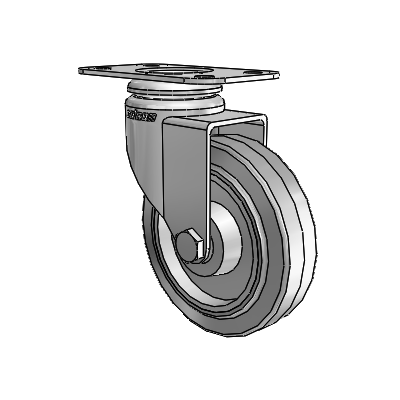 7/8" Wide Casters: Series 1 | Colson Top Plate Swivel Caster up to 75 lbs Zinc with 3 x 0.8750 Grey on Grey Performa Rubber (Flat/Grey) Wheel