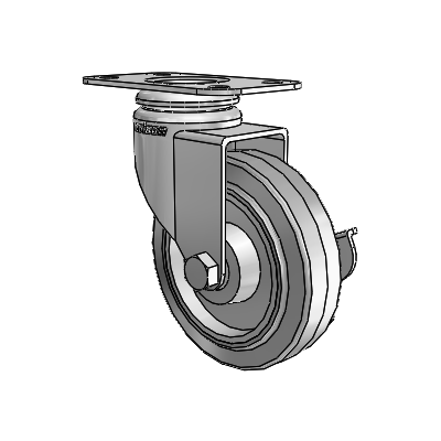 7/8" Wide Casters: Series 1 | Colson Top Plate Swivel Caster up to 75 lbs Zinc with 3 x 0.8750 Grey on Grey Performa Rubber (Flat/Grey) Wheel and Side Lock Brake