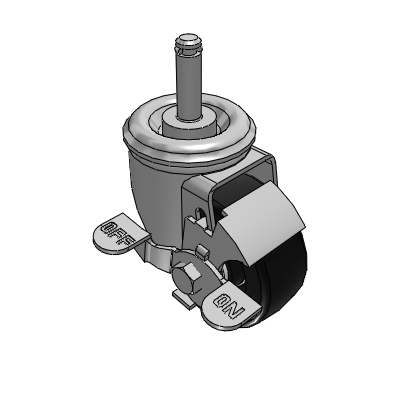 2 Series Casters Grip Ring Stem Caster with 3 x 1.25 Polyolefin Wheel and Top Lock Brake