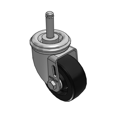 2 Series Casters Grip Ring Stem Caster with 3 x 1.25 Polyolefin Wheel