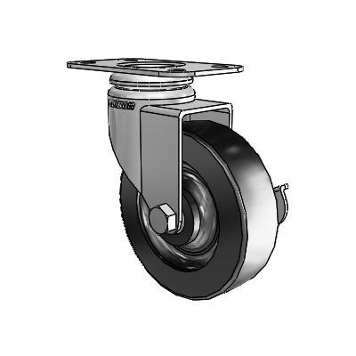 7/8" Wide Casters: Series 1 | Colson Top Plate Swivel Caster up to 75 lbs Zinc with 3 x 0.8750 Black Polyolefin Wheel and Side Lock Brake