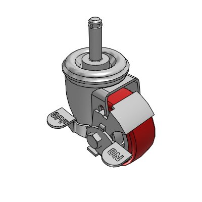 2 Series Casters Grip Ring Stem Caster with 3 x 1.25 Polyurethane HI-TECH Wheel and Top Lock Brake