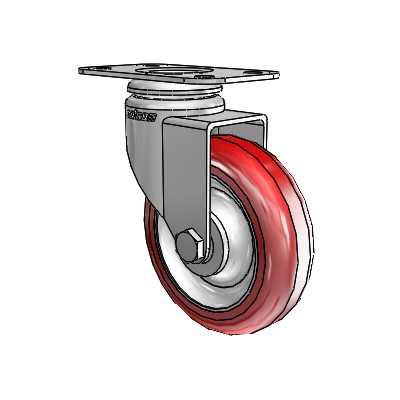 7/8" Wide Casters: Series 1 | Colson Top Plate Swivel Caster up to 75 lbs Zinc with 3 x 0.8750 Maroon on Grey Polyurethane HI-TECH Wheel