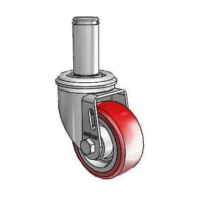2 Series Grip Ring Stem Zinc Swivel Caster with 3 x 1.25 Maroon on Grey Polyurethane HI-TECH Wheel
