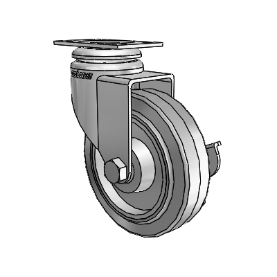 7/8" Wide Casters: Series 1 | Colson Small Top Plate Swivel Caster up to 75 lbs Zinc with 3 x 0.8750 Grey on Grey Performa Rubber (Flat/Grey) Wheel and Side Lock Brake