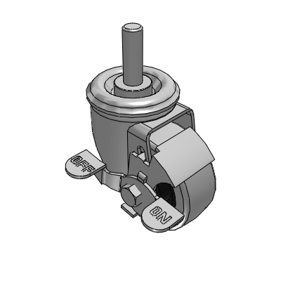 2 Series Casters Threaded Stem Caster with 3 x 1.25 Rubber HI-TECH Wheel and Top Lock Brake