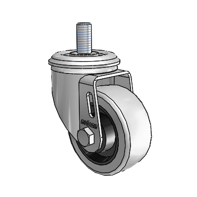 2 Series Threaded Stem Zinc Swivel Caster with 3 x 1.25 Grey on Grey Rubber HI-TECH Wheel