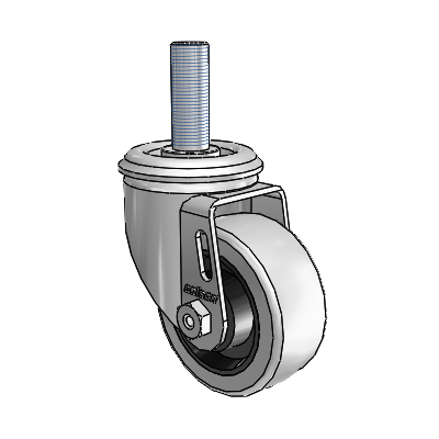 2 Series Threaded Stem Zinc Swivel Caster with 3 x 1.25 Grey on Grey Rubber HI-TECH Wheel
