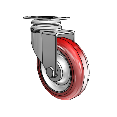 7/8" Wide Casters: Series 1 | Colson Small Top Plate Swivel Caster up to 75 lbs Zinc with 3 x 0.8750 Maroon on Grey Polyurethane HI-TECH Wheel