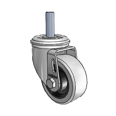 2 Series Threaded Stem Zinc Swivel Caster with 3 x 1.25 Grey on Grey Rubber HI-TECH Wheel