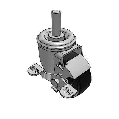 2 Series Casters Threaded Stem Caster with 3 x 1.25 Polyolefin Wheel and Top Lock Brake