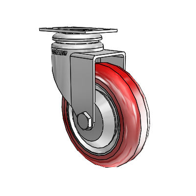 7/8" Wide Casters: Series 1 | Colson Small Top Plate Swivel Caster up to 75 lbs Zinc with 3 x 0.8750 Maroon on Grey Polyurethane HI-TECH Wheel