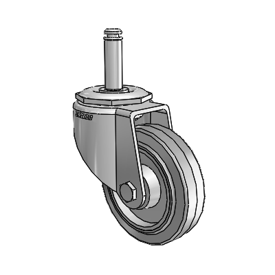 7/8" Wide Casters: Series 1 | Colson Grip Ring Stem up to 145 lbs Zinc Swivel Caster with 3 x 0.8750 Grey on Grey Performa Rubber (Flat/Grey) Wheel