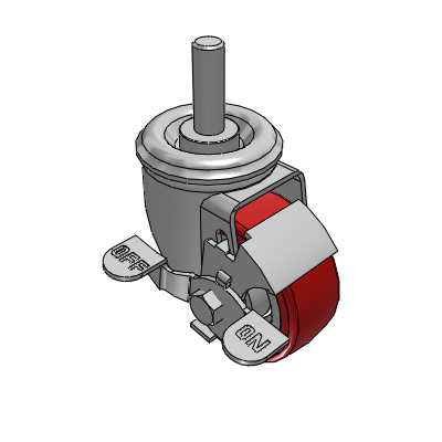 2 Series Casters Threaded Stem Caster with 3 x 1.25 Polyurethane HI-TECH Wheel and Top Lock Brake