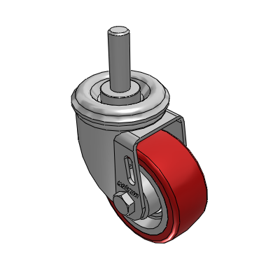 2 Series Casters Threaded Stem Caster with 3 x 1.25 Polyurethane HI-TECH Wheel