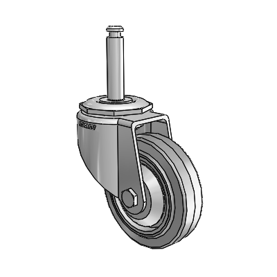7/8" Wide Casters: Series 1 | Colson Grip Ring Stem up to 145 lbs Zinc Swivel Caster with 3 x 0.8750 Grey on Grey Performa Rubber (Flat/Grey) Wheel