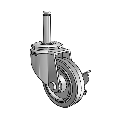 7/8" Wide Casters: Series 1 | Colson Grip Ring Stem up to 145 lbs Zinc Swivel Caster with 3 x 0.8750 Grey on Grey Performa Rubber (Flat/Grey) Wheel and Side Lock Brake