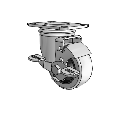 2 Series Casters Top Plate Swivel Zinc with 3 x 1.25 Grey on Grey Rubber HI-TECH Wheel and Top Lock Brake