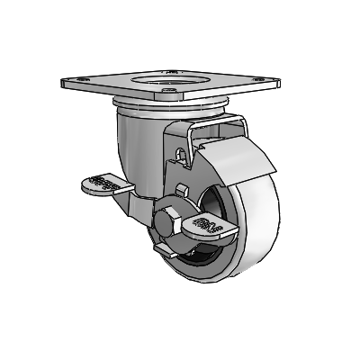2 Series Casters Top Plate Swivel Zinc with 3 x 1.25 Grey on Grey Rubber HI-TECH Wheel and Top Lock Brake