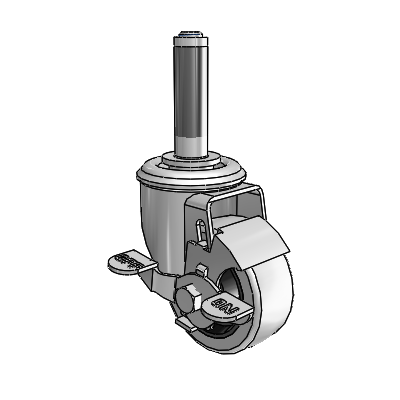 2 Series Expanding Adapter Stem Zinc Swivel Caster with 3 x 1.25 Grey on Grey Rubber HI-TECH Wheel Top Lock (BRK1)