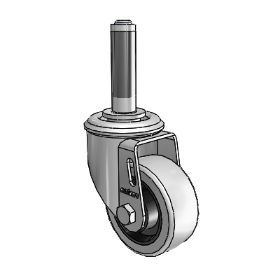 2 Series Expanding Adapter Stem Zinc Swivel Caster with 3 x 1.25 Grey on Grey Rubber HI-TECH Wheel