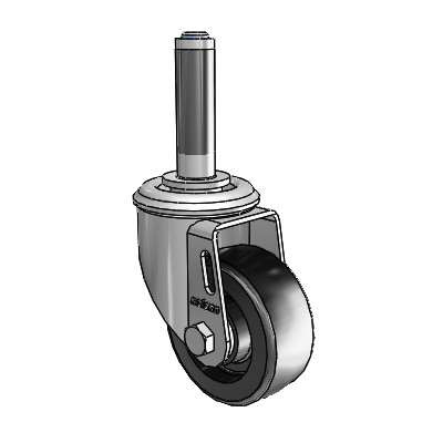 2 Series Expanding Adapter Stem Zinc Swivel Caster with 3 x 1.25 Black Polyolefin Wheel