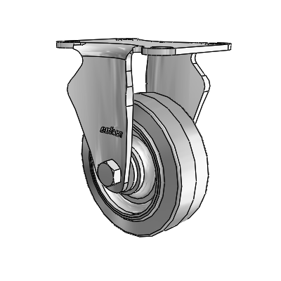 2 Series Stainless Steel Casters Top Plate Rigid with 3.5 x 1.25 Grey on Grey Performa Rubber (Flat) Wheel