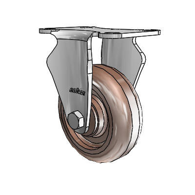 2 Series Stainless Steel Casters Top Plate Rigid with 3.5 x 1.25 Brown Thermo Wheel