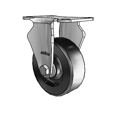 2 Series Stainless Steel Casters Top Plate Rigid with 3.5 x 1.25 Black Polyolefin Wheel