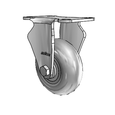 2 Series Stainless Steel Casters Top Plate Rigid with 3.5 x 1.3125 Grey on Grey Performa Rubber (Round) Wheel