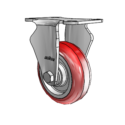 2 Series Stainless Steel Casters Top Plate Rigid with 3.5 x 1.25 Maroon on Grey Polyurethane HI-TECH Wheel