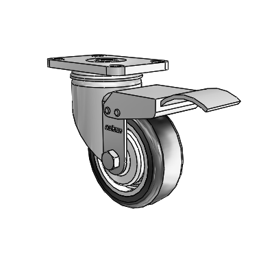 2 Series Stainless Steel Top Plate Swivel Caster with 3.5 x 1.25 Grey on Grey TPE High-Temp Wheel and Total Lock Brake