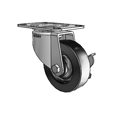 7/8" Wide Casters: Series 1 | Colson Large Top Plate Swivel Caster up to 145 lbs Zinc with 3 x 0.8750 Black Polyolefin Wheel and Side Lock Brake