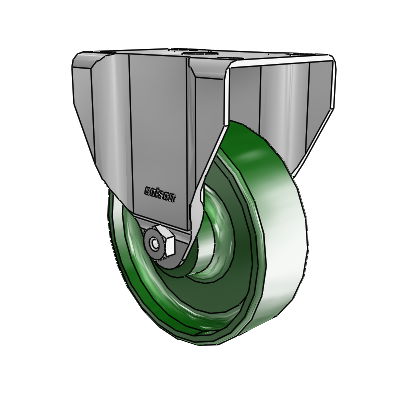2 Series Casters Top Plate Rigid Zinc with 4 x 1.25 Green Cast Iron Wheel