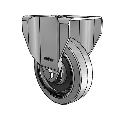 2 Series Casters Top Plate Rigid Zinc with 4 x 1.25 Grey on Black Performa Rubber (Flat/Conductive) Wheel