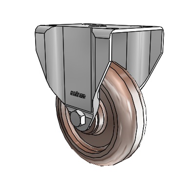 2 Series Casters Top Plate Rigid Zinc with 4 x 1.25 Brown Thermo Wheel