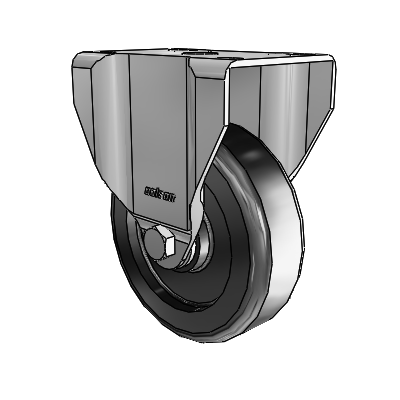 2 Series Casters Top Plate Rigid Zinc with 4 x 1.25 Black Polyolefin Wheel