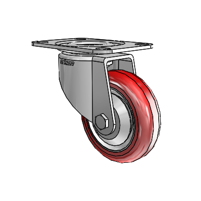 7/8" Wide Casters: Series 1 | Colson Large Top Plate Swivel Caster up to 145 lbs Zinc with 3 x 0.8750 Maroon on Grey Polyurethane HI-TECH Wheel