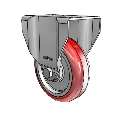 2 Series Casters Top Plate Rigid Zinc with 4 x 1.25 Maroon on Grey Polyurethane HI-TECH Wheel